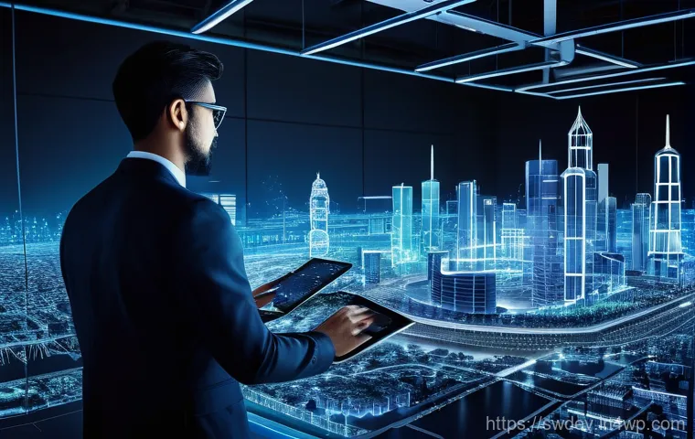 소프트웨어 설계 패턴을 활용한 성능 테스트 - **Prompt:** A visionary software architect, wearing a sharp, dark suit, stands in front of a massive...